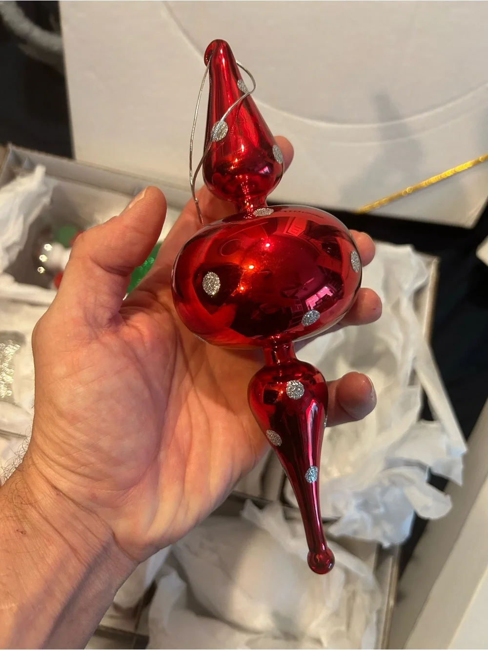 Holiday Christmas Ornament Set - Red, Green, Silver